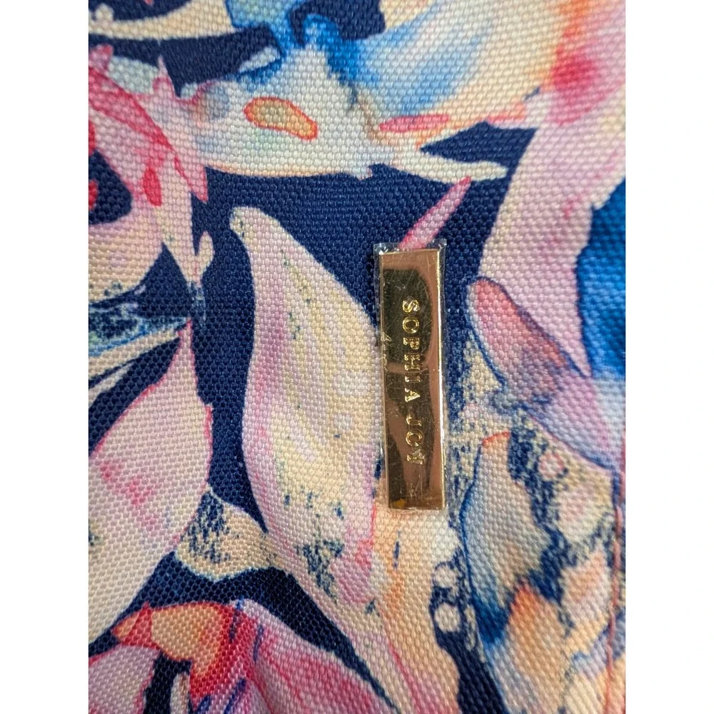 Sophia Joy Floral Makeup Bag Travel Cosmetic Case Multicolor Gold Zip Organizer